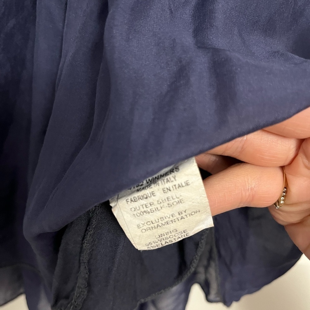 Navy Blue Women's silk blouse - Picture 3 of 3
